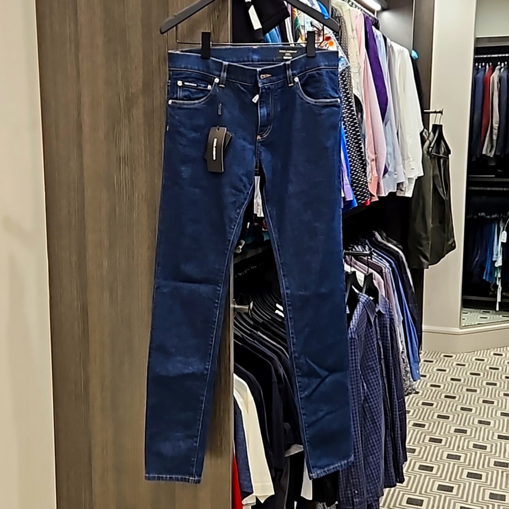 NWT Dolce & Gabbana Logo Skinny blue jeans size 50